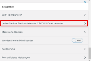 Download eigener Daten von Netatmo